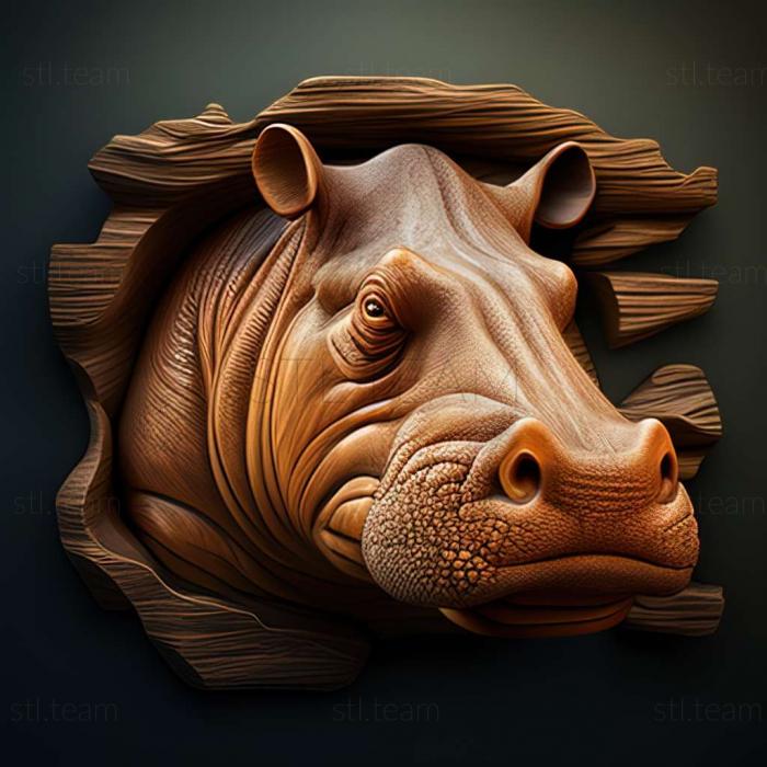 3D model Allenton Hippopotamus famous animal (STL)